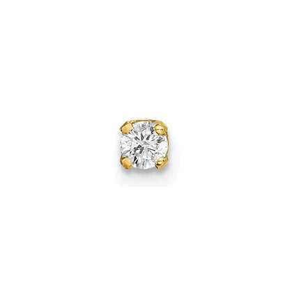 14k Yellow Gold Single Diamond Earring Gift for Women