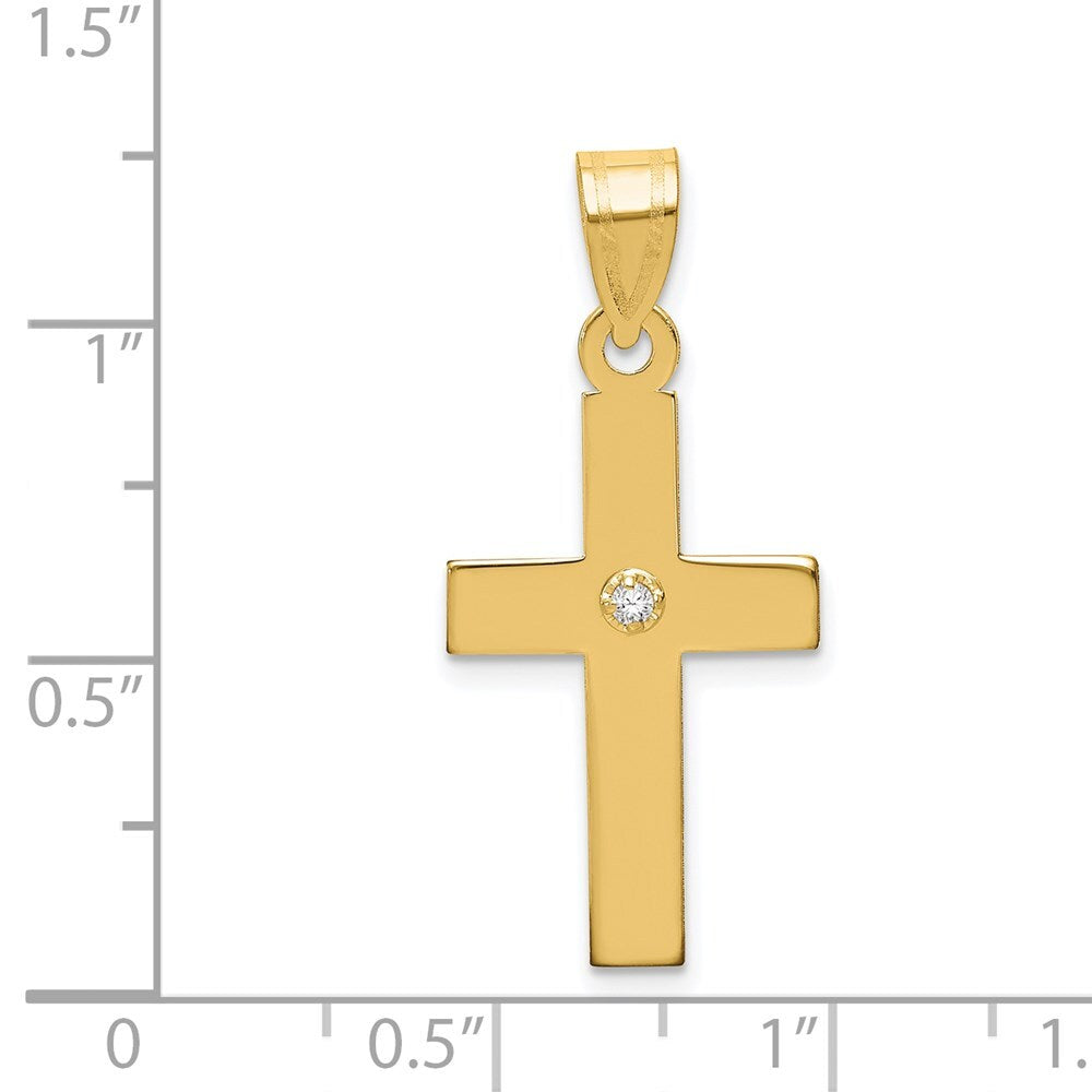 14k Yellow Gold Polished .02ct. Diamond Cross Pendant for Women