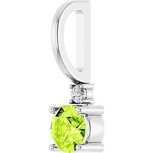 14k White Gold Natural Peridot & .015 CT Natural Diamond Charm Pendant