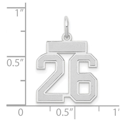 14k White Gold Small Satin Number 26 Charm Pendant for Women