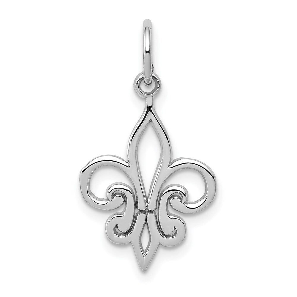 14k White Gold Fleur De Lis Charm Pendant for Women