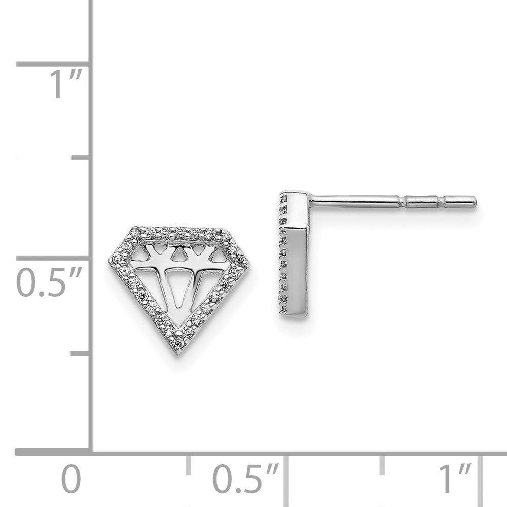 14k White Gold Diamond Gemstone-Shaped Stud Earrings
