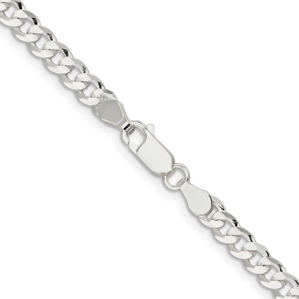 Sterling Silver 4.5mm Concave Beveled Curb Chain Necklace