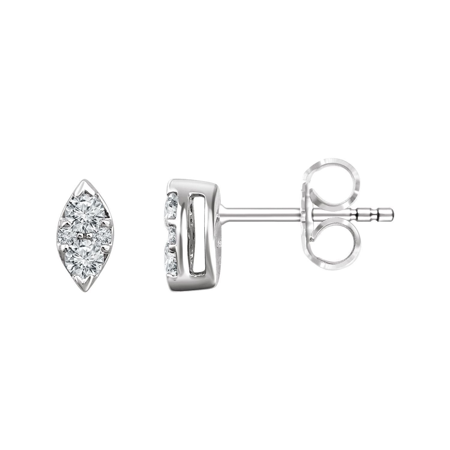 Gift for Mothers 14k White Gold 1/5 CTW Natural Diamond Cluster Stud Earrings