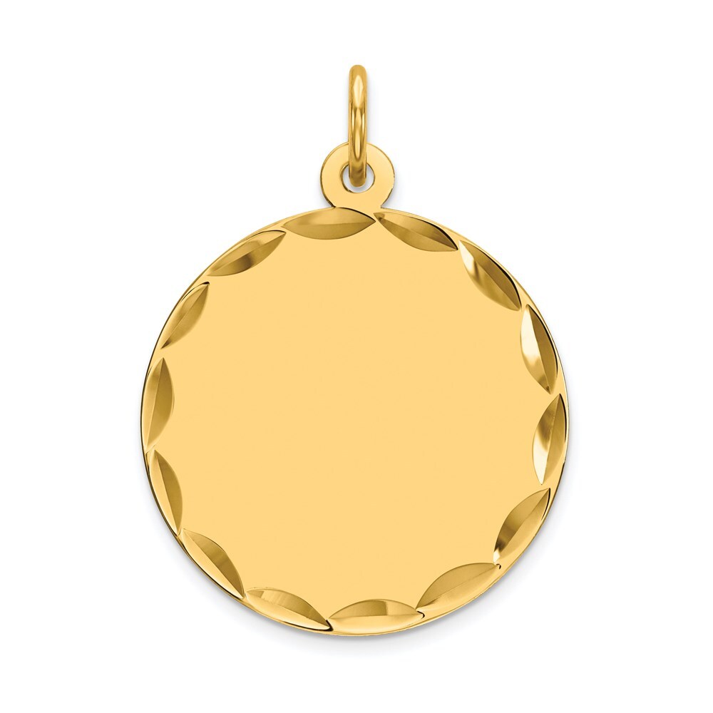 14k Yellow Gold Etched .018 Gauge Engravable Round Disc Charm