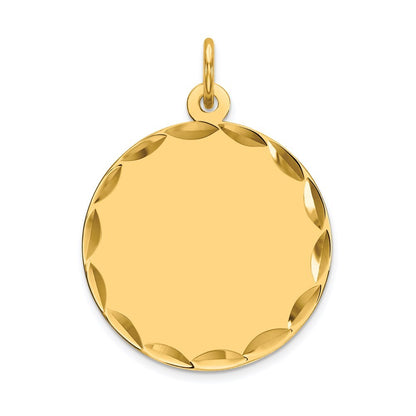 14k Yellow Gold Etched .018 Gauge Engravable Round Disc Charm