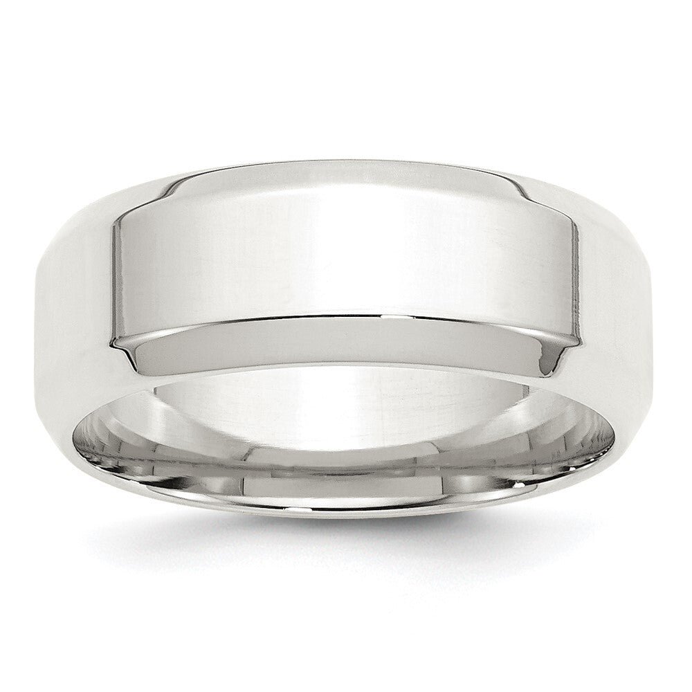 Sterling Silver 8mm Beveled Edge Size 12 Band Ring