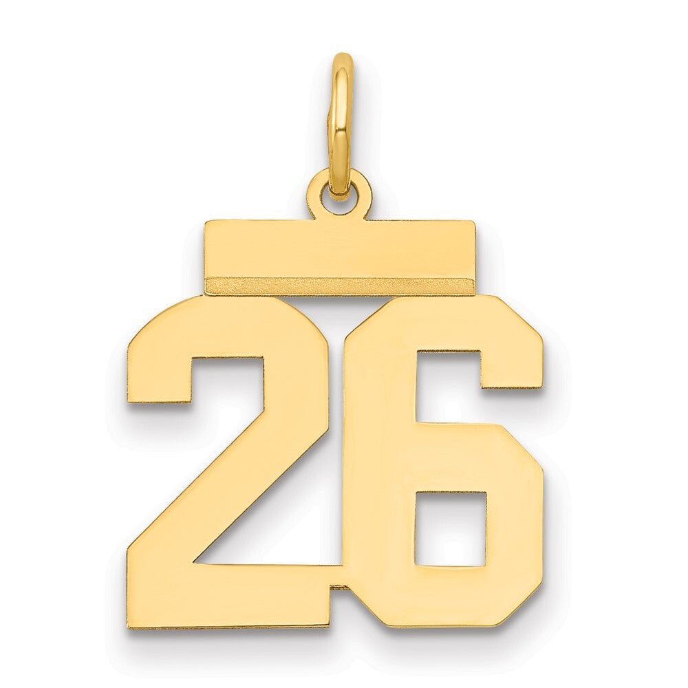 14k Yellow Gold Small Polished Number 26 Charm Pendant for Women