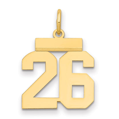 14k Yellow Gold Small Polished Number 26 Charm Pendant for Women