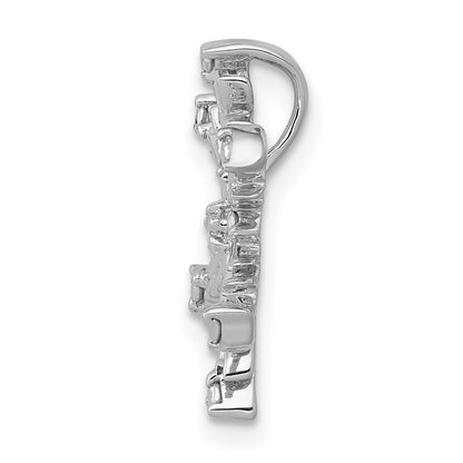 14k White Gold .01ct. Diamond Snowflake Chain Slide Pendant for Women