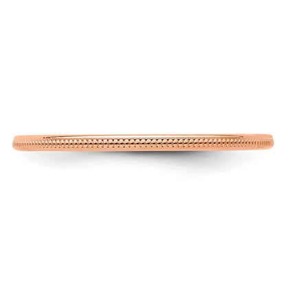 14K Rose Gold 1.2mm Milgrain Stackable Band Size 8