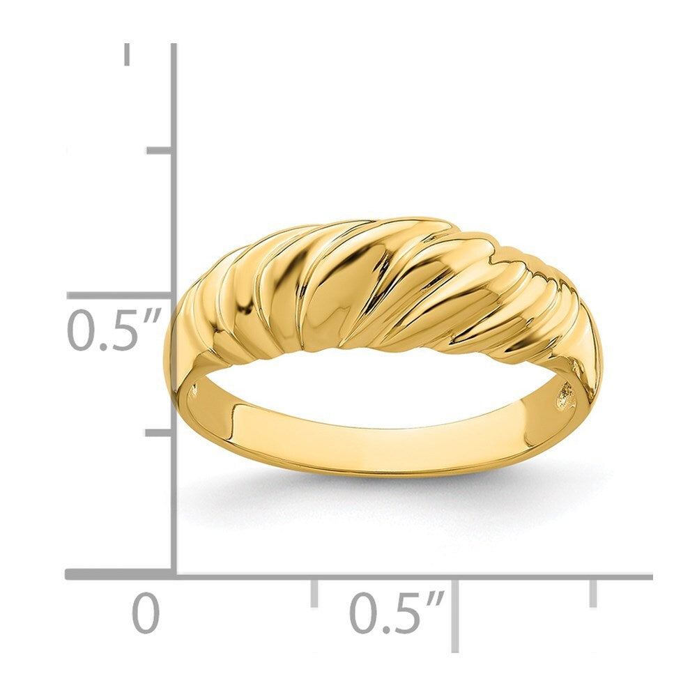 14K Yellow Gold Polished Dome Ring Size 7