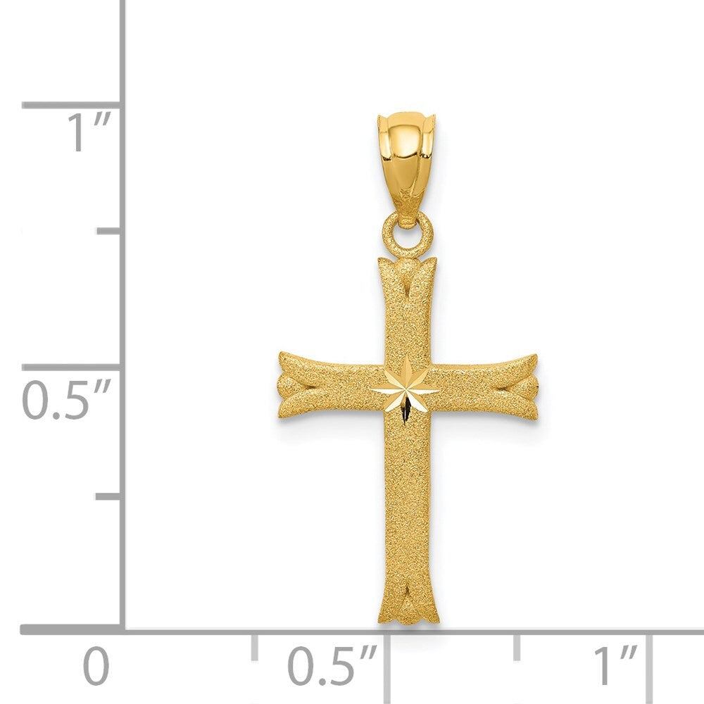 14k Yellow Gold Satin Cross Charm Pendant for Women
