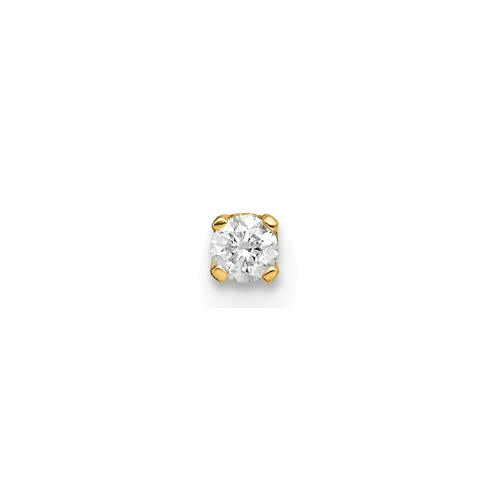 14k Yellow Gold Single Diamond Earring Gift for Women