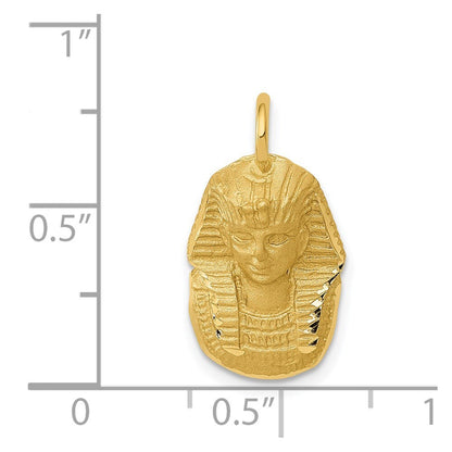 14k Yellow Gold Satin Diamond-Cut King Tut Charm Pendant for Women
