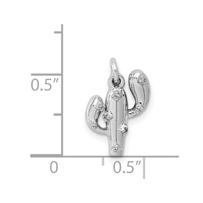 14k White Gold .03ct. Diamond Cactus Pendant for Women