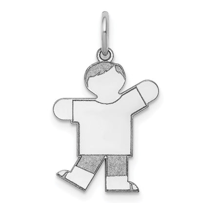 14k White Gold Kid Charm Pendant for Women