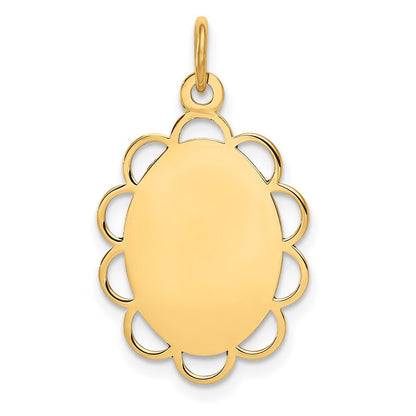 14k Yellow Gold Plain .013 Gauge Engravable Flower Disc Charm Pendant for Women