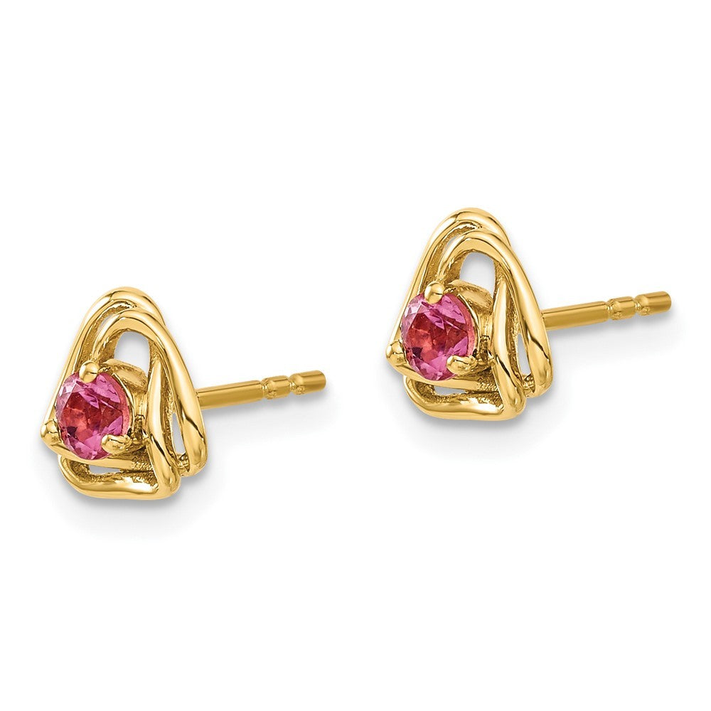 14k Yellow Gold Pink Tourmaline Earrings