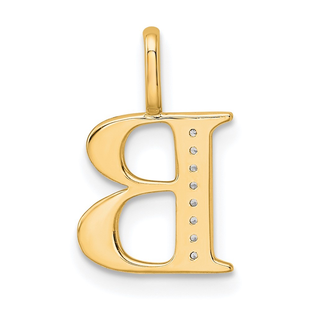 14k Yellow Gold Diamond Letter B Initial Pendant