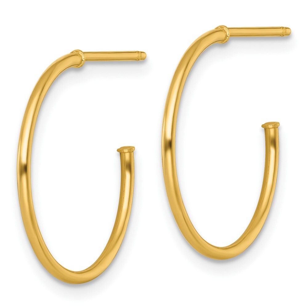 14k Yellow Gold Polished 1.2 x 20mm Solid C-Hoop Earrings Gift for Women