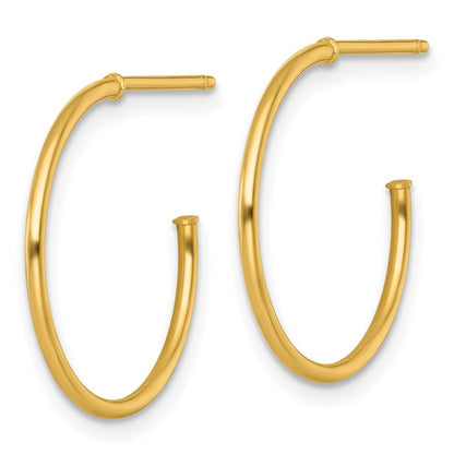 14k Yellow Gold Polished 1.2 x 20mm Solid C-Hoop Earrings Gift for Women