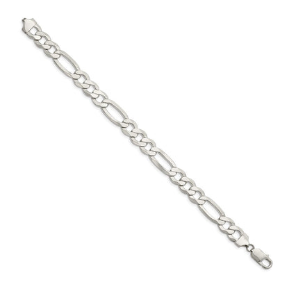 Sterling Silver 9.7mm Lightweight Flat Figaro Chain Bracelet