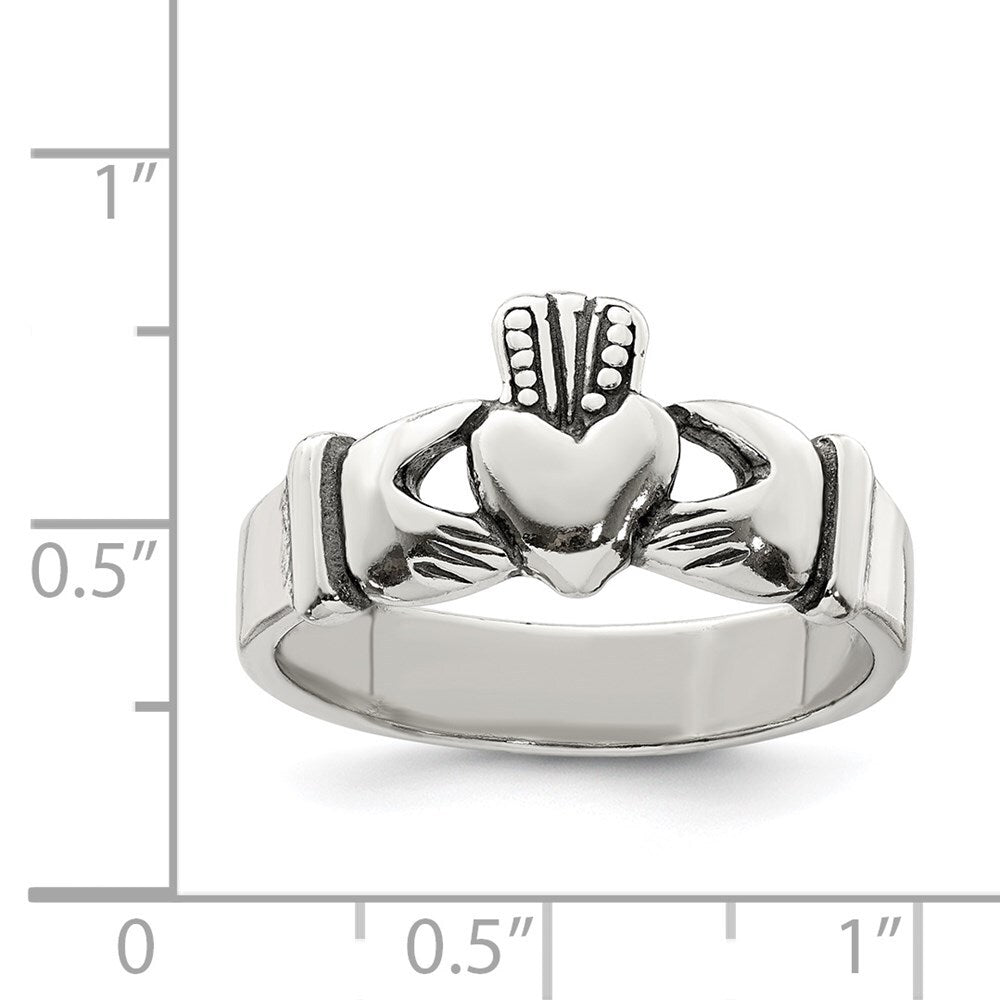 Sterling Silver Antiqued Claddagh Ring Size 11