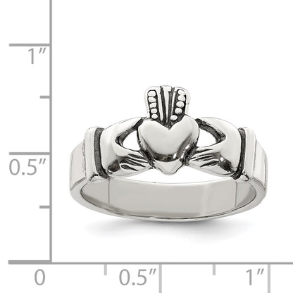 Sterling Silver Antiqued Claddagh Ring Size 11