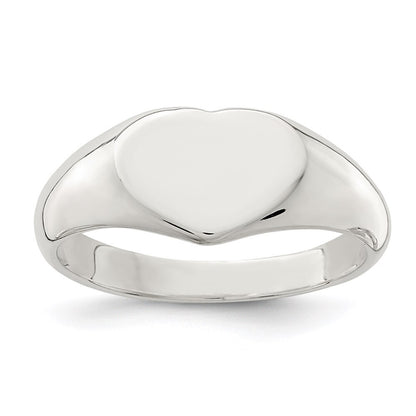 Sterling Silver Heart Signet Ring Size 7