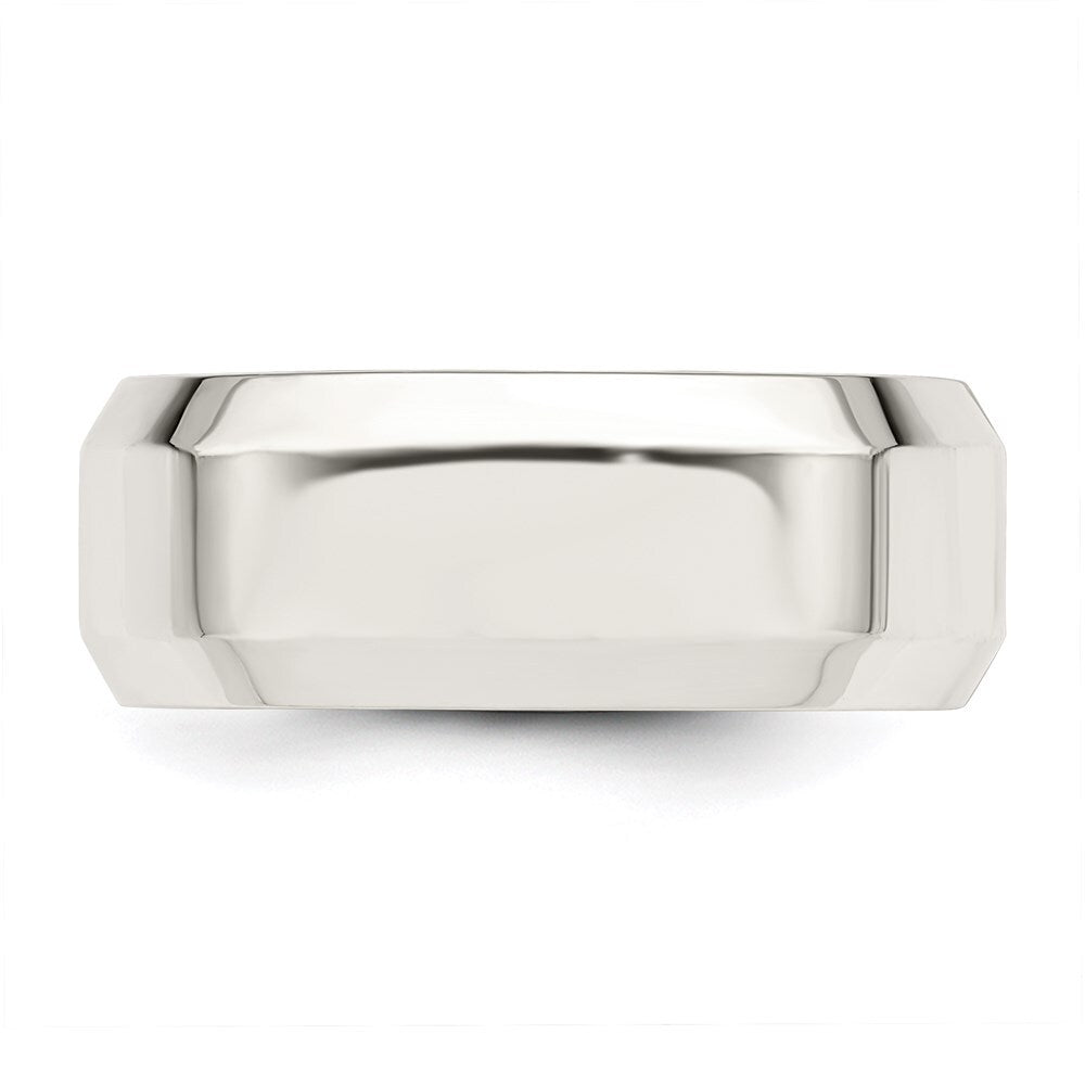 Sterling Silver 8mm Beveled Edge Size 12 Band Ring