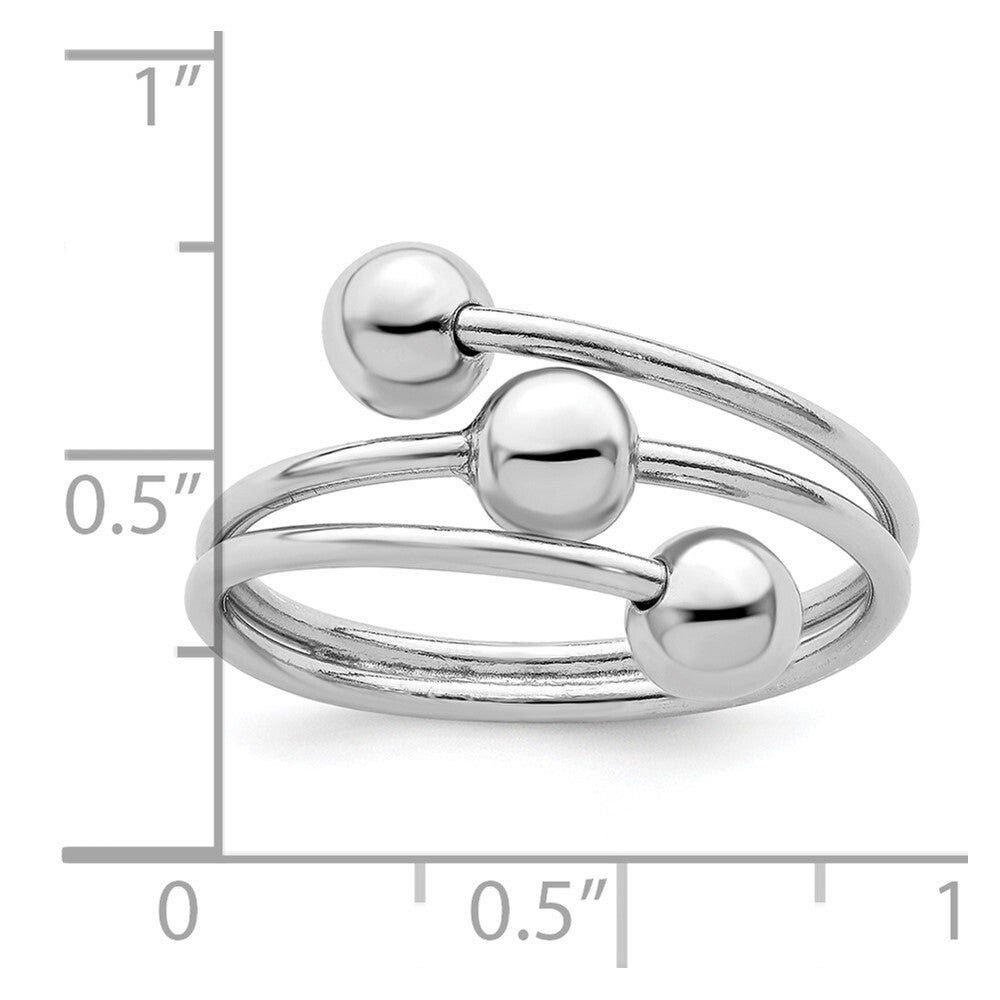 Sterling Silver Rhodium-plated Polished 3 Ball Ring Size 6