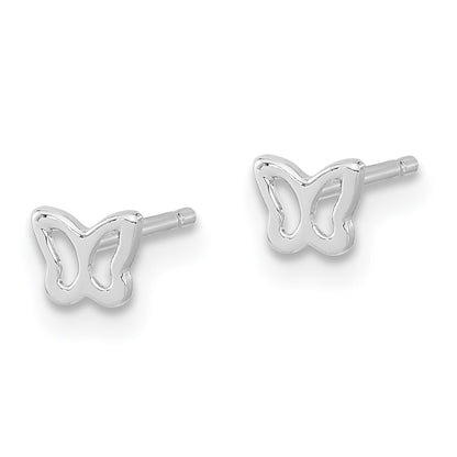 14K White Gold Butterfly Stud Earrings Gift for Women