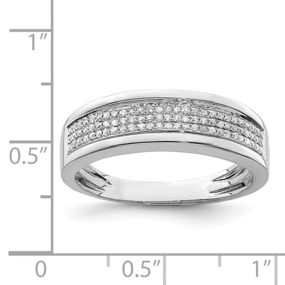 Sterling Silver Rhodium Plated Diamond Men's Band