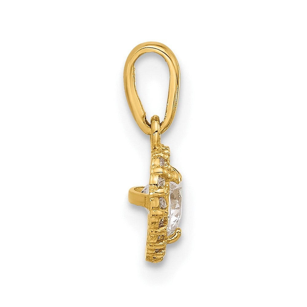 14k Yellow Gold CZ Halo Heart Pendant
