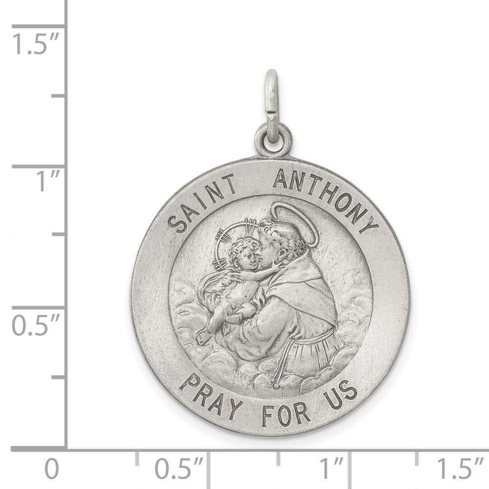 Sterling Silver Antiqued Saint Anthony Medal Pendant