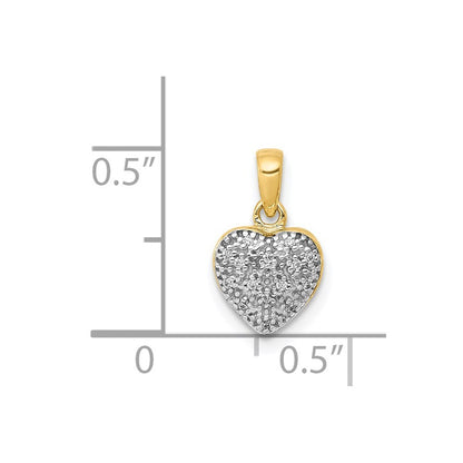 14k Yellow Gold White Rhodium Diamond Heart Pendant