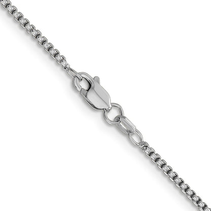 14K White Gold 24 inch 1.5mm Semi-Solid Round Box Chain Necklace