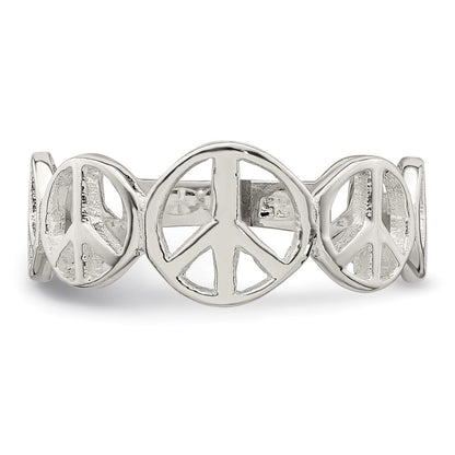 Sterling Silver Polished Peace Ring Size 7