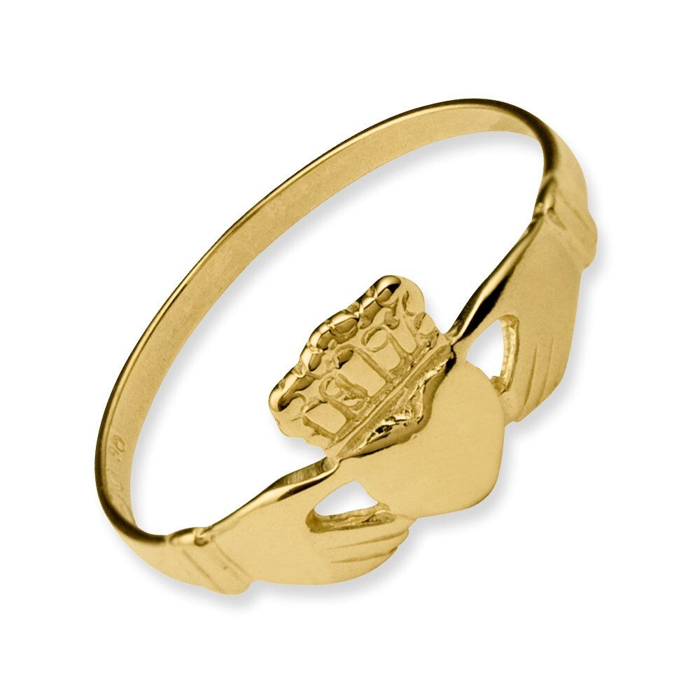 14K Yellow Gold Polished Ladies Claddagh Ring