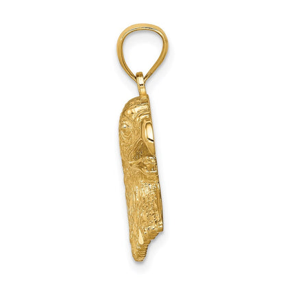 14k Yellow Gold Diamond-Cut Eagle Pendant for Women
