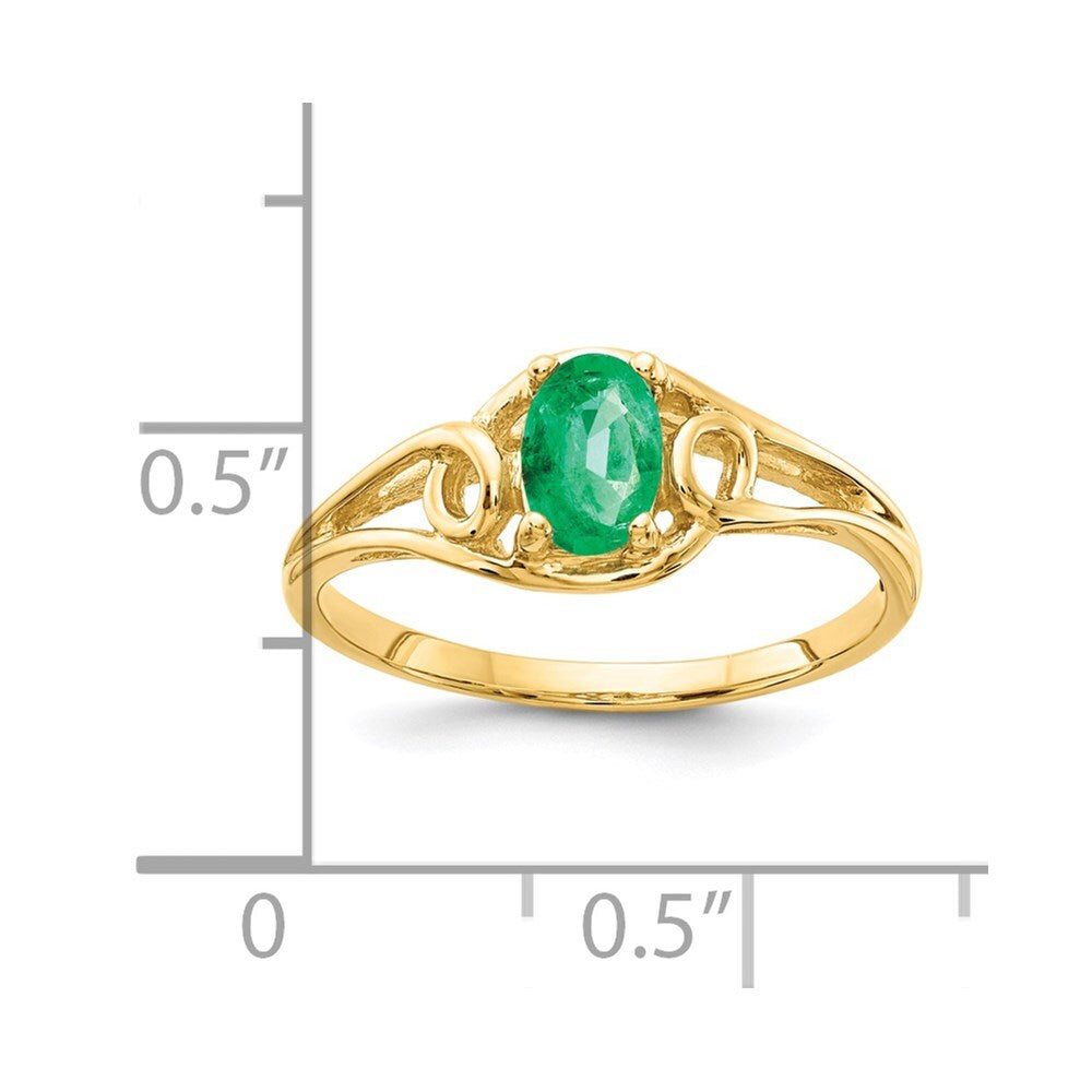 14K Yellow Gold 6x4mm Oval Emerald ring