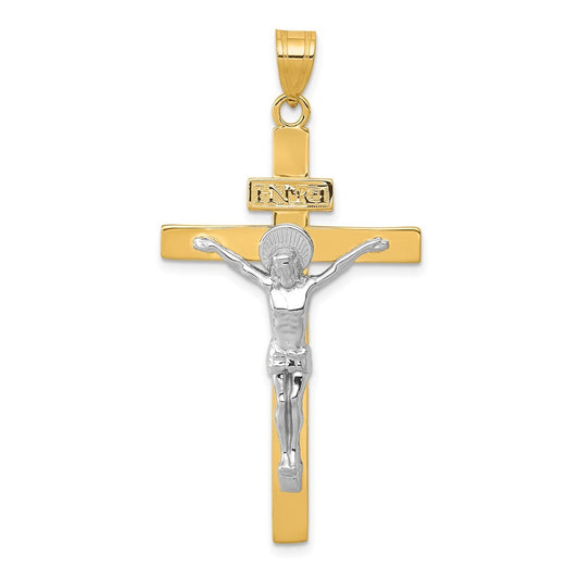 14K Two-Tone Gold INRI Crucifix Pendant