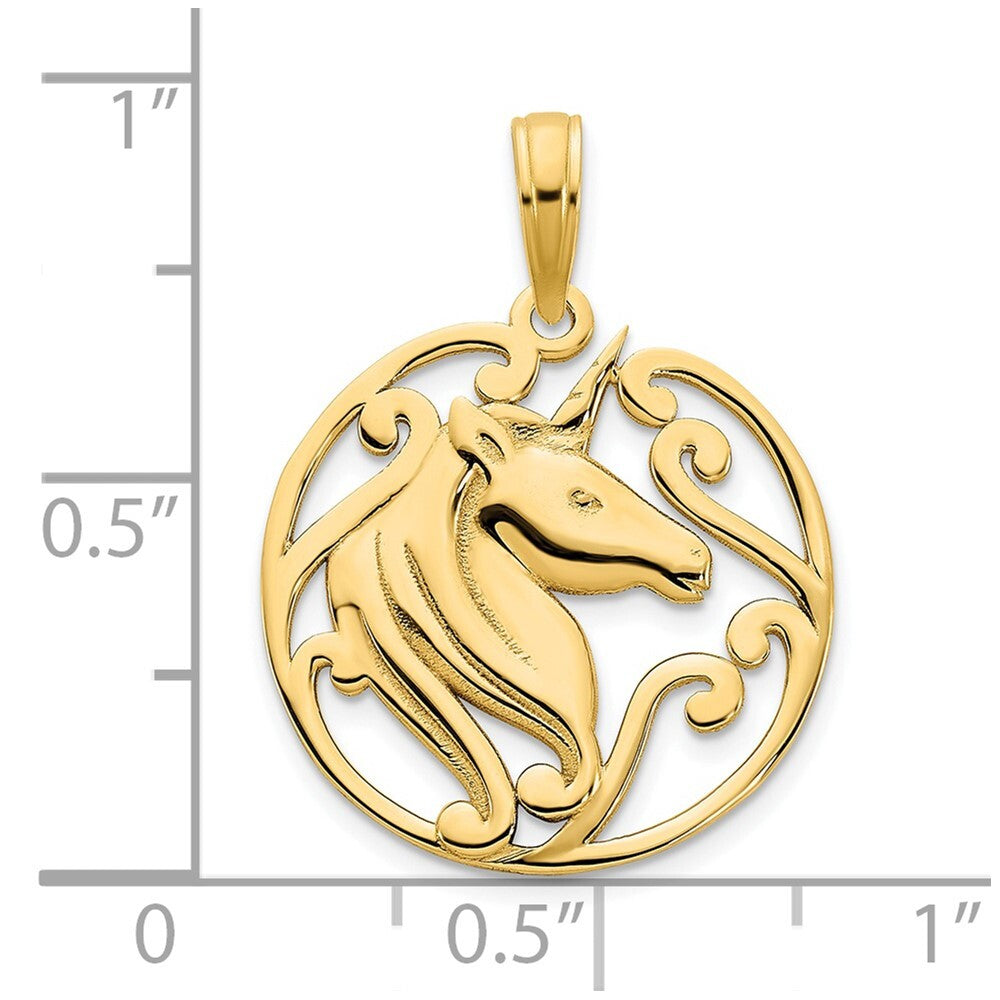 14k Yellow Gold Unicorn Pendant for Women