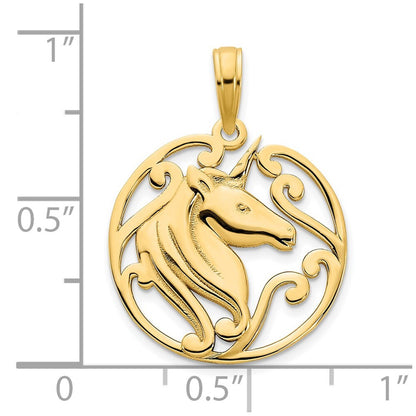 14k Yellow Gold Unicorn Pendant for Women