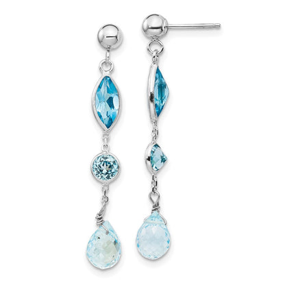 14K White Gold Blue Topaz Earrings