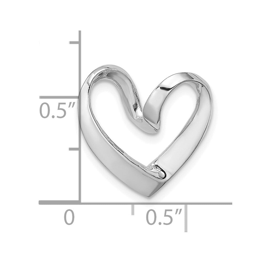 14k White Gold Polished Heart Chain Slide Pendant for Women