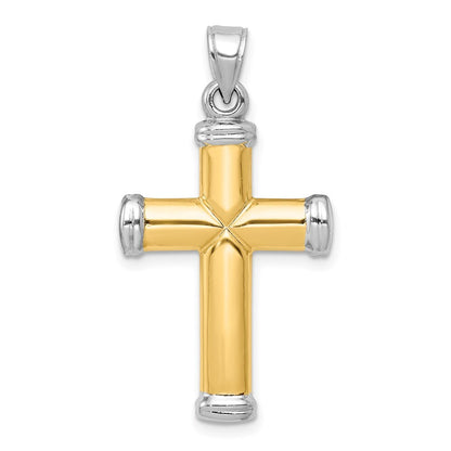 14k Two-tone Gold Rhodium Reversible Cross Pendant for Women