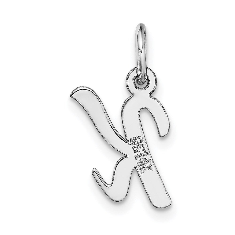 14k White Gold Small Script Letter K Initial Charm Pendant