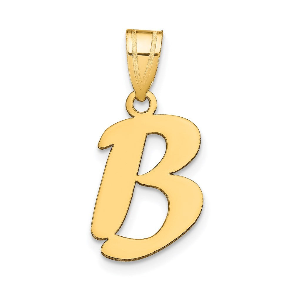 14k Yellow Gold Polished Script Letter B Initial Pendant